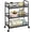 Black1, variant on Metal Rolling Cart With 3-Tier Storage Rack, Utility Cart, Versatile Large Capacity Heavy Duty With Lockable Wheels, Multifunctional Storage Rack (White)
