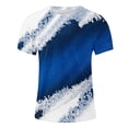 thumbnail image 4 of Fnnxeal Mens Dark Blue 3D Ocean Wave Print T-Shirts Abstract Color Block Tee Polyester Spandex Big and Tall Sizes,Size 3XL, 4 of 4