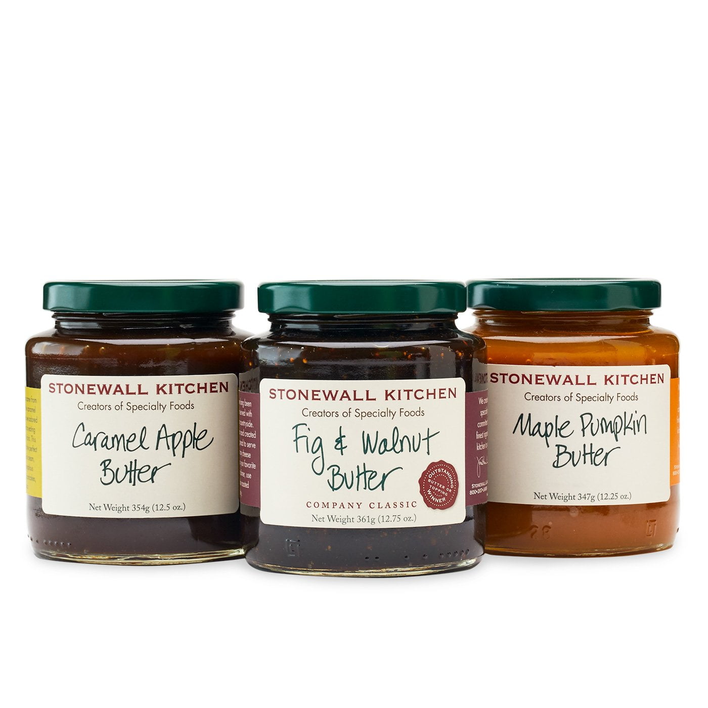 Stonewall Kitchen Our Fruit Butter 3 Piece Collection, Includes Fig & Walnut Butter, Maple Pumpkin Butter and Caramel Apple Butter
