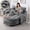 Grey, variant on Ywen Oversized Curved Chaise Lounge Chair Indoor with Ottoman, 54.8" Cloud Boneless Reading Chair Soft Chenille Circle Couch with Adjustable Backrest for Living Room, Apartroom, Bedroom, Pink