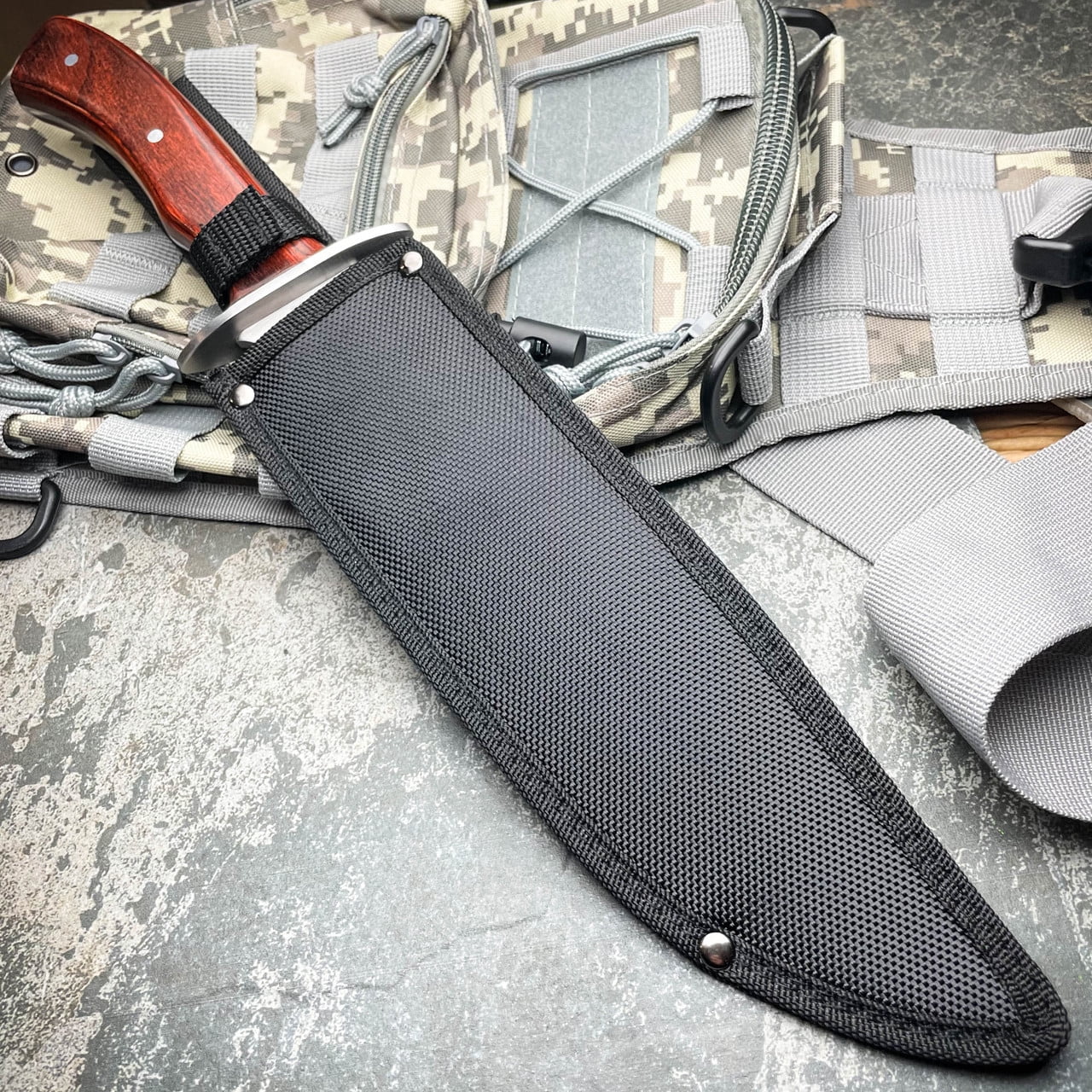 15" Full Tang TRACKER Hunting Rambo Fixed Blade Camping Bowie Knife