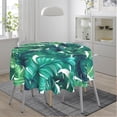 thumbnail image 4 of Summer Tropical Hawaiian Leaves Turquoise Leaf Waterproof Picnic Patio Party Round Table Cloth Cover Decorations Fabric 60 Inch Circular Tablecloth For 20-47 Inch Home Dining Room Kitchen Decor, 4 of 6