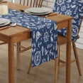 thumbnail image 2 of Table Runner Dresser Scarves 72 Inch Long, Nautical Compass Lignthouse Anchor Linen Dining Table Runners Marine Fish Anchor on Navy Blue Tabletop Scarf for Wedding Holiday Party Kitchen, 2 of 7