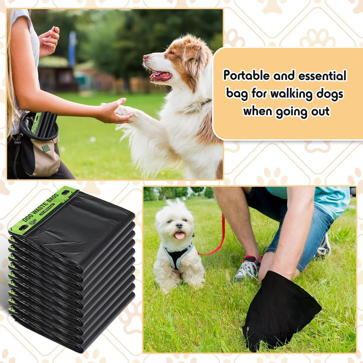 Pet Waste Bags Bulk, 2500 Pack Leakproof Easy Single Pull Bags for Poop Station Dispenser, Fit Hang Hole for Home and Outdoor Use