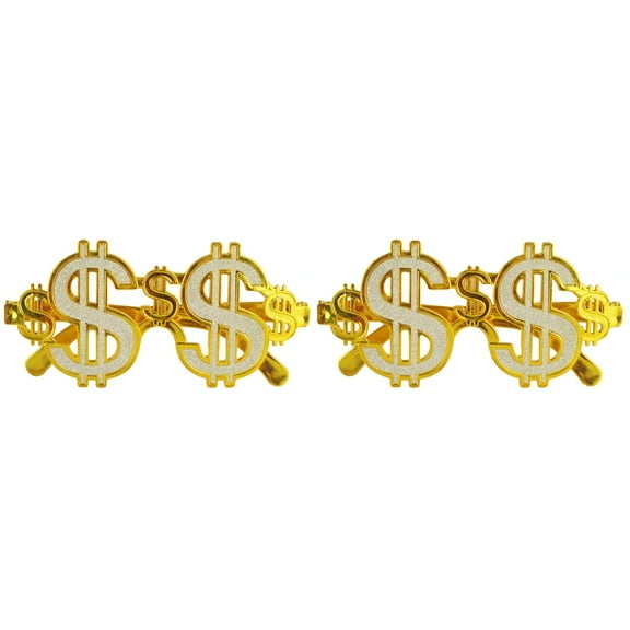 2pcs Gold Dollar Sign Glasses Party Funny Eyeglasses for Christmas Birthday Photo Props Party Favor