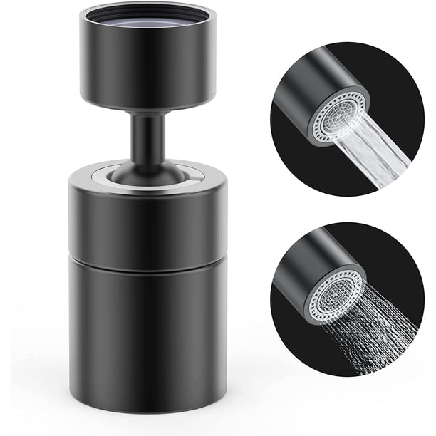 Grifo aireador giratorio de 360°, 2 modos, grifo de cocina ajustable, latón macizo, interruptor giratorio, filtro de ducha con espuma, adaptador, ahorrador de agua para inodoro y baño (grifo lacado)