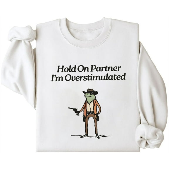 Hold On Partner Im Overstimulated Sweatshirt, Fun Hold On Partner I'M Overstimulated T Shirt for Women Men