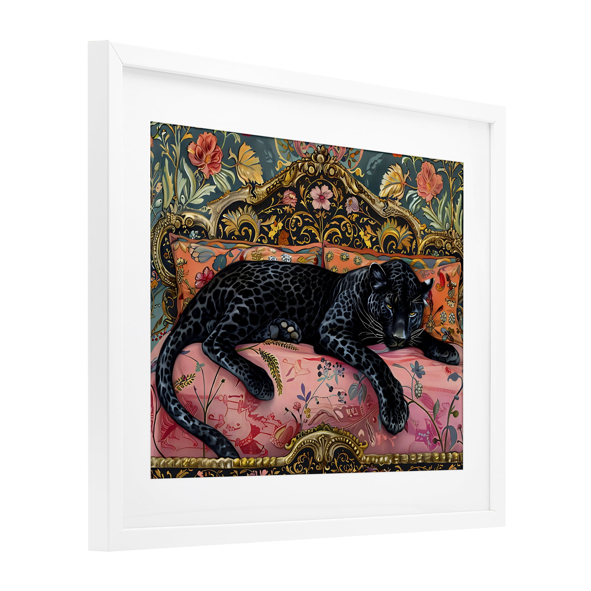 Stupell Industries Lazy Black Elegant Leopard White Framed Print Under Glass, design by Creative Studio
