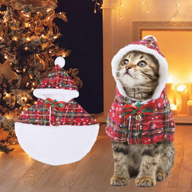 Cat Costume Pet Christmas Costume New Year Party Supplies Xmas Tree Cape with Santa Hat Cosplay Dress Cat Xmas Cloak with Star Cat Holiday
