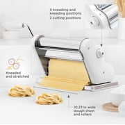 Classic 260 Pasta Maker Machine, 26 Cm Wide Rollers, 9 Thickness Positions, 2 Cutting Positions, Stainless Steel. Includes Reinforced Hand Crank And Two Clamps (White)