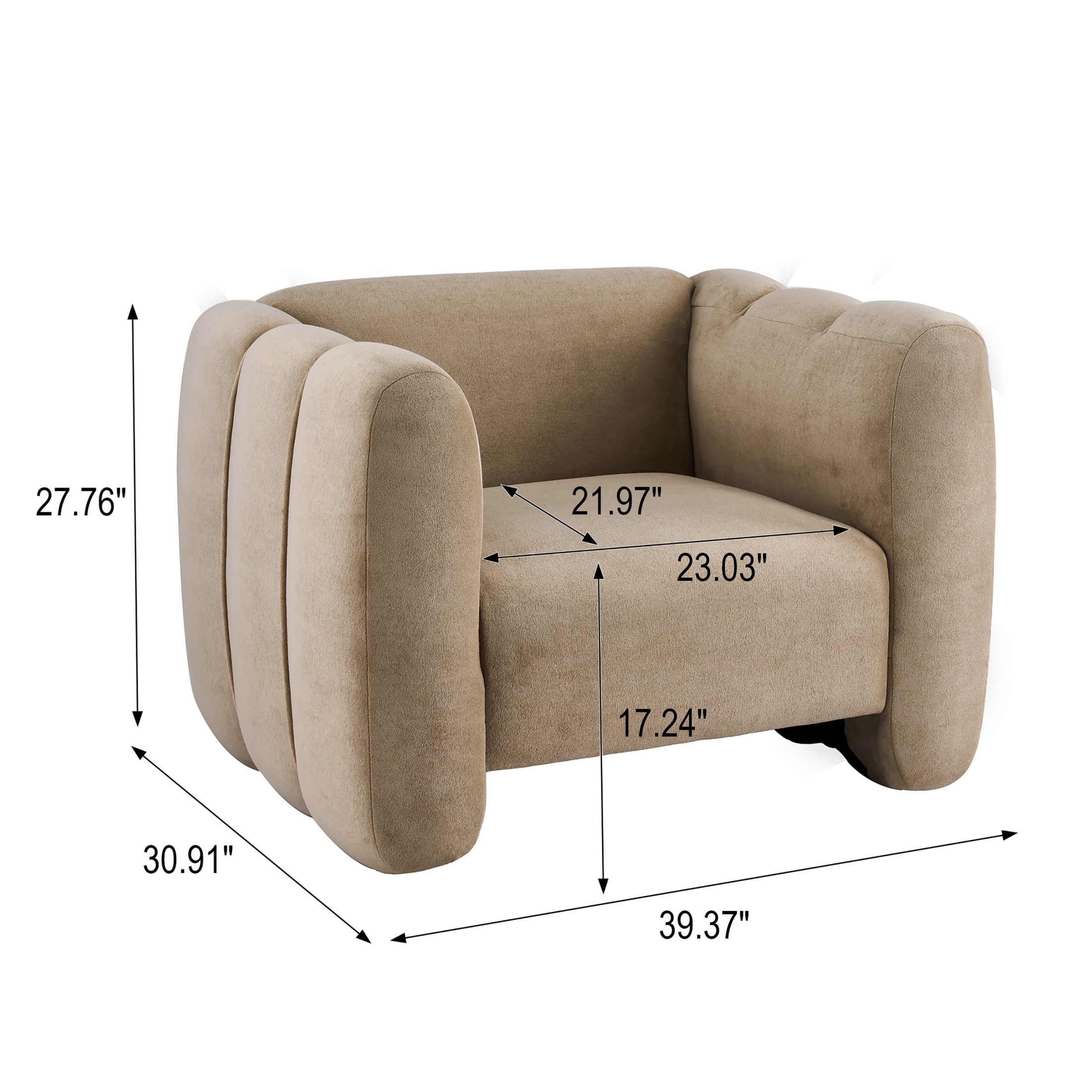 Christopher Knight Home Velvet Club Chair, Plush Upholstered Accent Chair with Channel Stitching, Camel