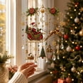 thumbnail image 5 of Vintage Christmas Santa Sleigh Reindeer Suncatcher Wind Chime, Stained Glass Style Crystal Teardrop Hanging Ornament, Poinsettia Snowflake Window Wall Hanging Decor for Xmas Holiday Home Front Door, 5 of 6