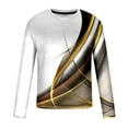 thumbnail image 2 of Mens Shirts Long Sleeve Line Printed Casual Round Neck Pullover Shirt White 2XL, 2 of 6