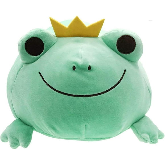 Plush Frog Stuffed Animal Frog With Crown Hugging Pillow Froggy Plushies Throw Pillow Froggie Anime Gift For Kids And Lovers (green, 14-inch)