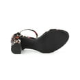 thumbnail image 5 of BLISSFUL STEP Women's Shoes Flower Print Open Toe Block High Heels Summer Sandals Black Flower 7, 5 of 7