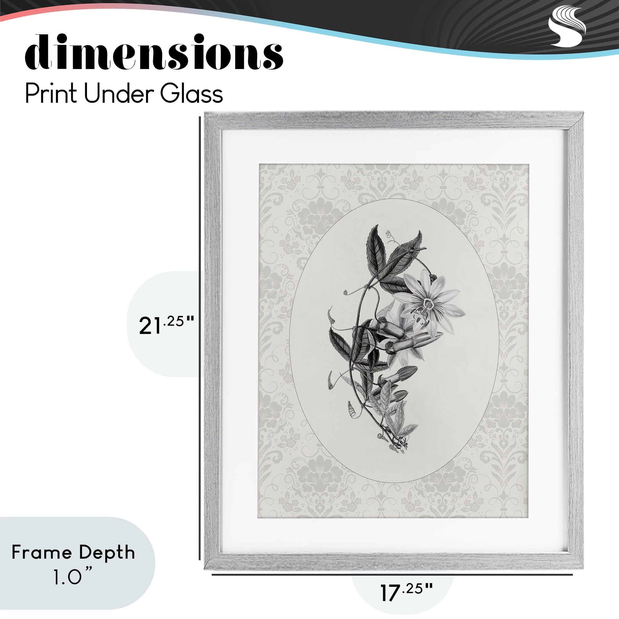 Stupell Industries Vintage Botanical & Lace Gray Framed Print Under Glass, design by CAD Designs