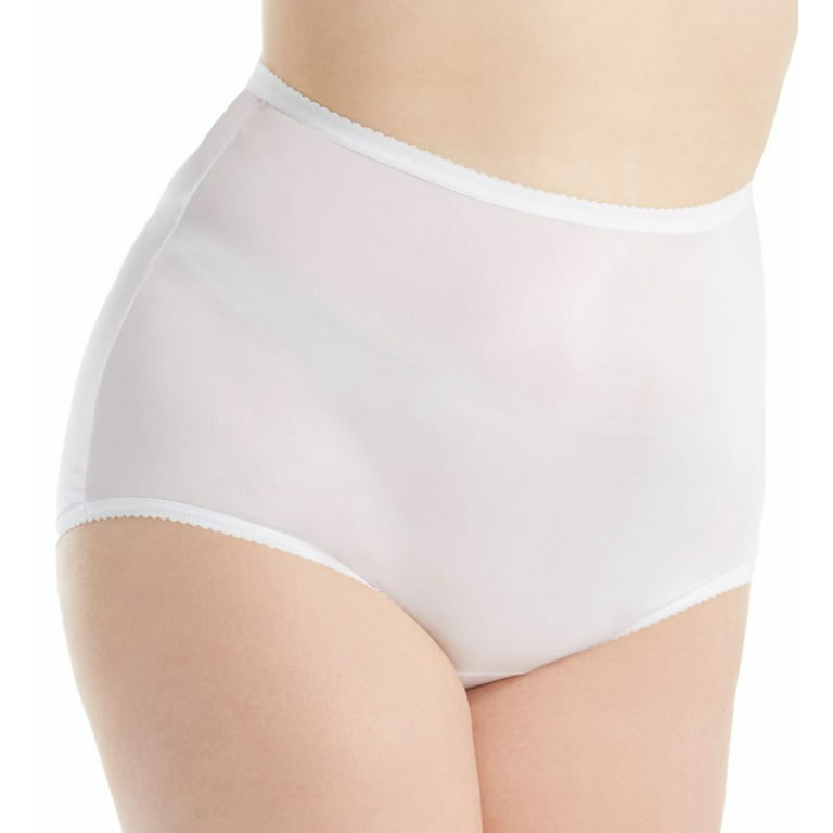 Women's Shadowline 17042P Plus Size Nylon Classic Brief Panty (White 8) 