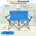 thumbnail image 3 of Coliware Oversized Foldable Camping Chair, Double Seat Folding Camp Compact Chair for 2 Persons with Storage Bag, Portable & Large for Outdoor Fishing Hiking Travel Picnic Beach Lawn Patio - Blue, 3 of 8