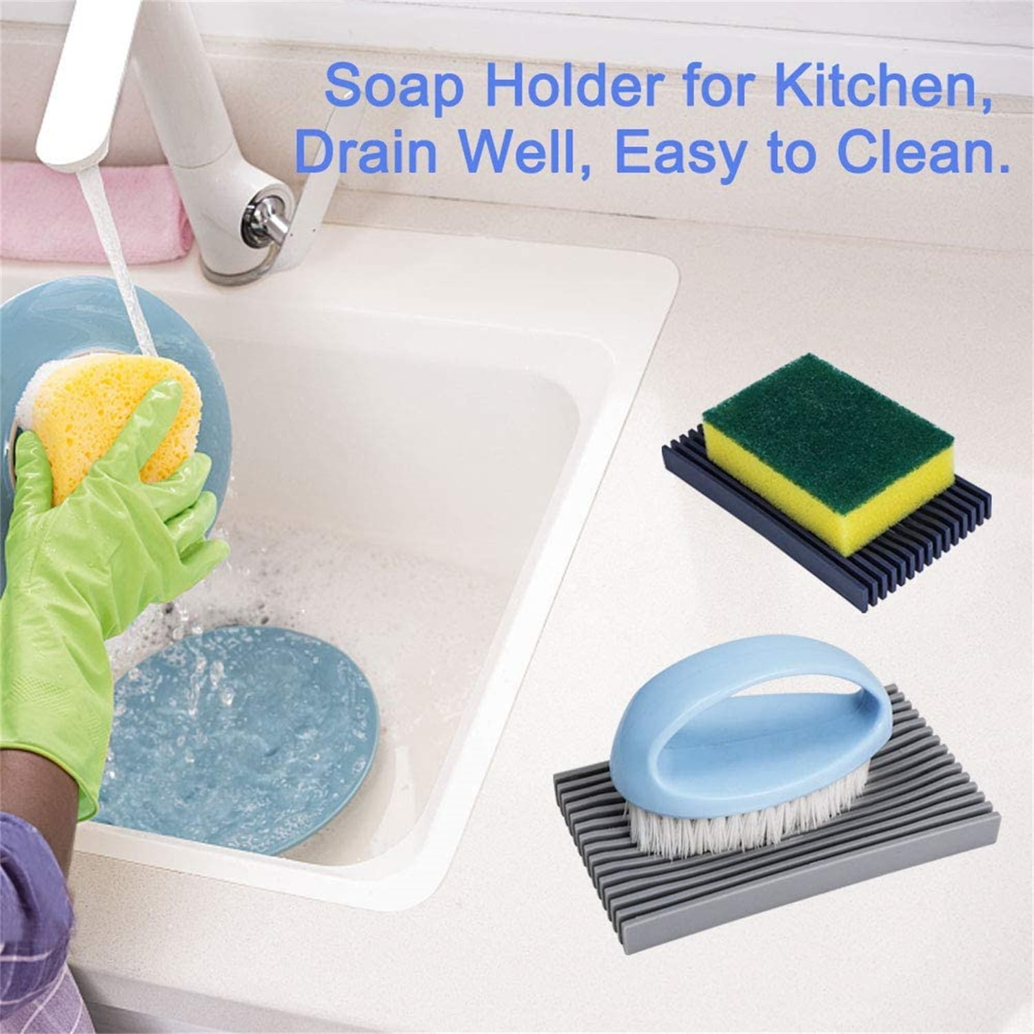 2Pcs Soap Dish, Waterfall Soap Tray, Soap Saver Soap Holder for Bathroom, Kitchen