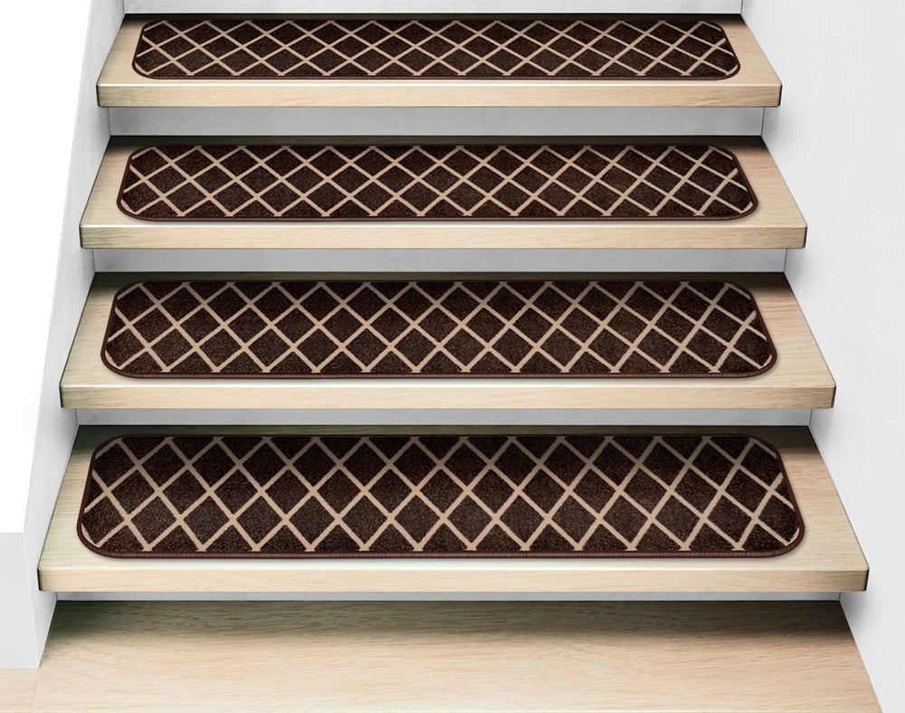 Set of 15 Attachable Indoor Carpet Stair Treads - Diamond Trellis ...