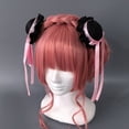 thumbnail image 2 of Fringed Bowknot Hair Buns Hair Clip for Women Cosplay Party Costume Clip Halloween Headwear Roleplaying Maid Headpiece, 2 of 9