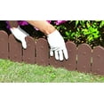 thumbnail image 5 of Garden Border Edging: Wooden Fence Design - 8pcs Brown Yard Landscaping Fence Liner Lawn Edge Barrier - 10ft Kit of Decorative Lawn Landscape Panels Elements -Landscaping Edging-GMT-10374-A08, 5 of 18