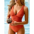 thumbnail image 3 of Cupshe Women's One-Piece Ginger Ribbed & Ruched Bathing Suit, 3 of 7