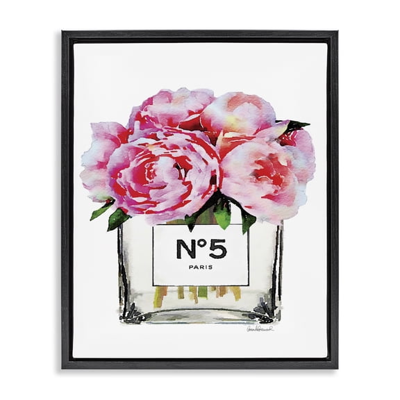 Stupell Industries Art Deco Glam Paris Vase with Pink Peony Black Floating Frame Canvas Art, 25 x 31, by Amanda Greenwood