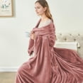 thumbnail image 4 of IR Imperial Rooms Adult Fleece Bed Blanket 310 GSM Microfiber Lightweight Winter Blanket Warm Fluffy Cozy Plush Pink Queen Size, 4 of 15