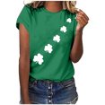 thumbnail image 1 of Bowake T-Shirt Trèfle de la Saint-Patrick pour Femmes Col Rond Imprimé Trèfle Tee Décontracté Manches Courtes Festival T-Shirts, 1 of 7