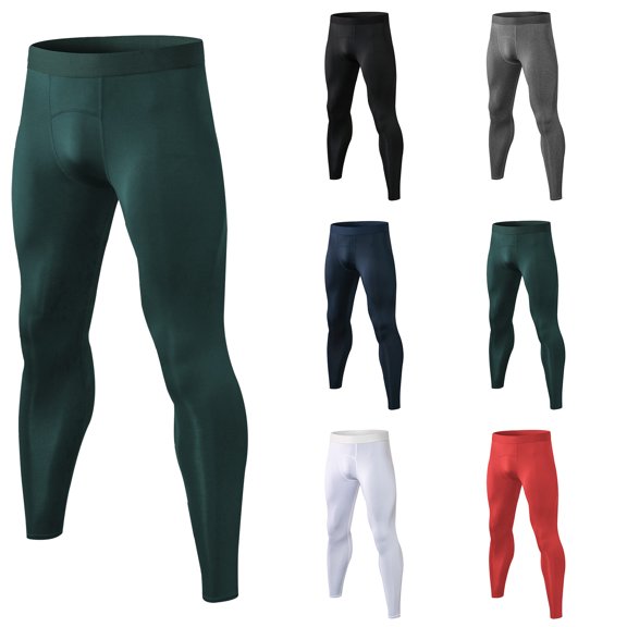 Men's Compression Pants, Athletic Leggings Baselayer Workout Tights for Running Yoga Gym Basketball Size 2XL White