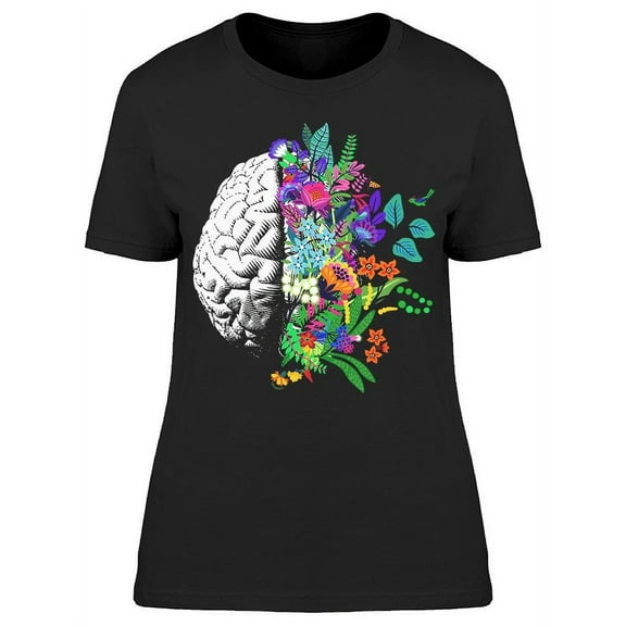 Brain With Flowers T-Shirt Women -Image by Shutterstock, Female Small