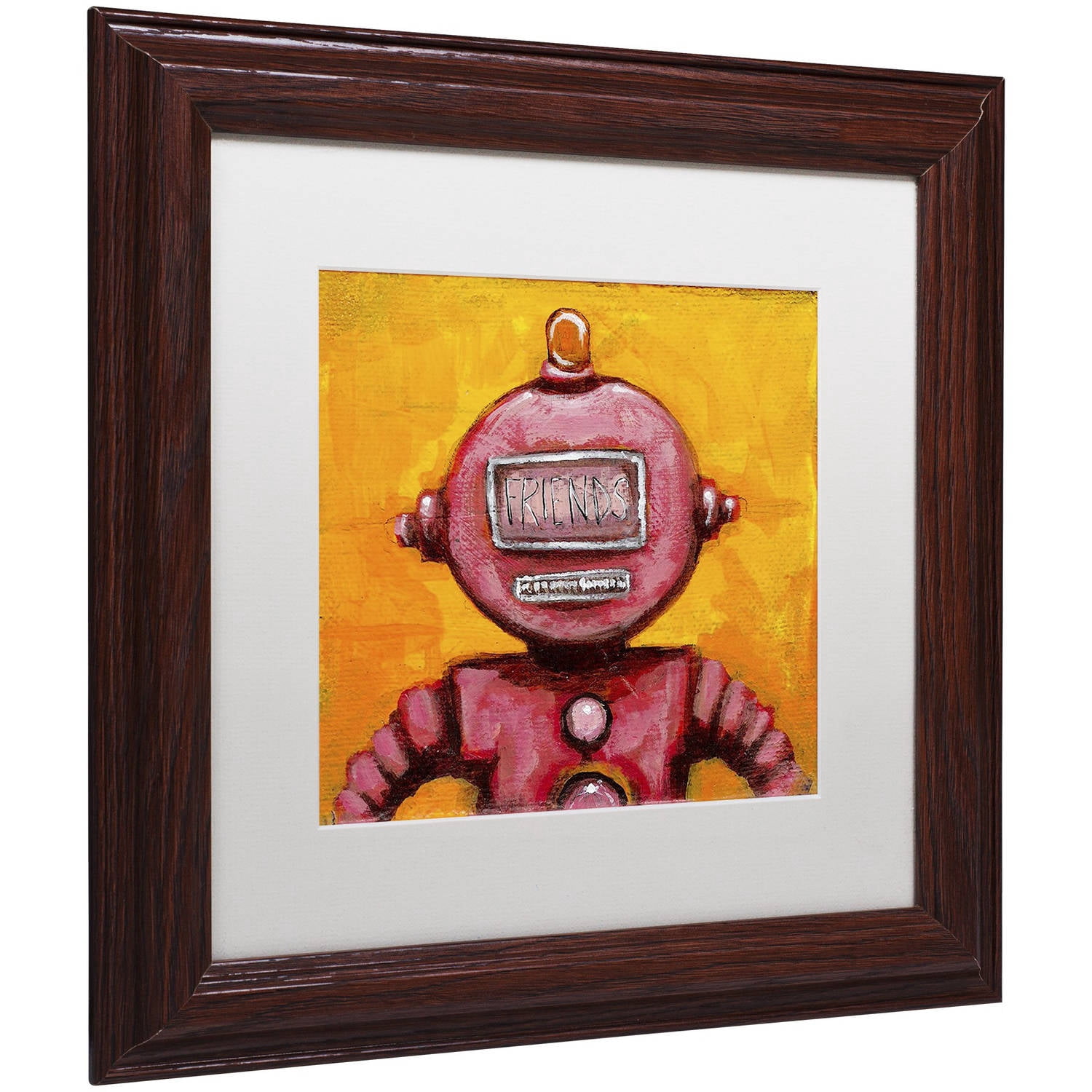 Trademark Fine Art 'Weebot-Friends' Canvas Art by Craig Snodgrass, White Matte, Wood Frame