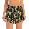thumbnail image 2 of Balery Owls And Plants Pantalones cortos deportivos para mujer con forro y dos bolsillos, elásticos, para entrenamiento, gimnasio, yoga-Medium, 2 of 7