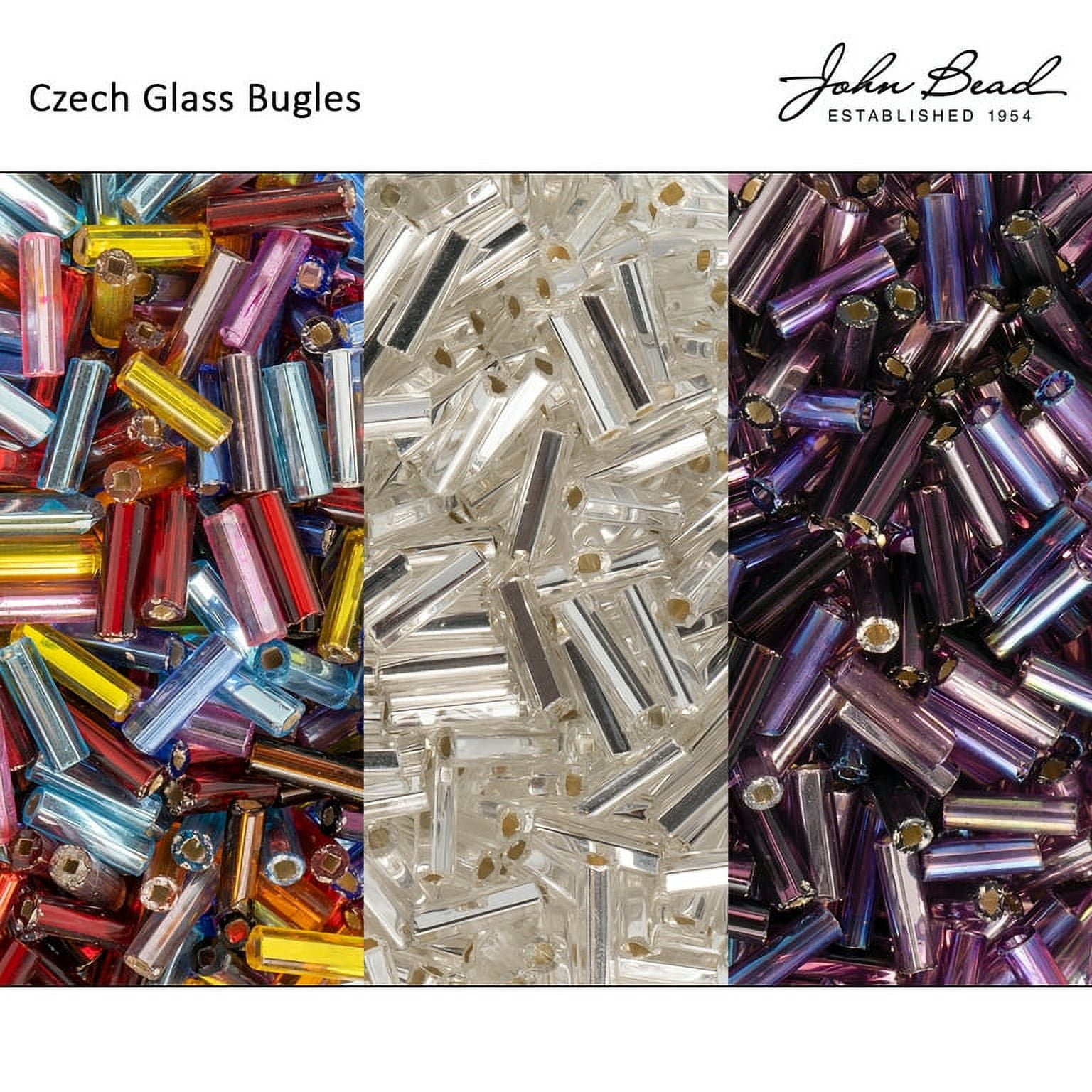 UnCommon Artistry Czech Bugle Beads Size 2 Crystal Silver-Lined (Full Hank-  Approx 1 Ounce)