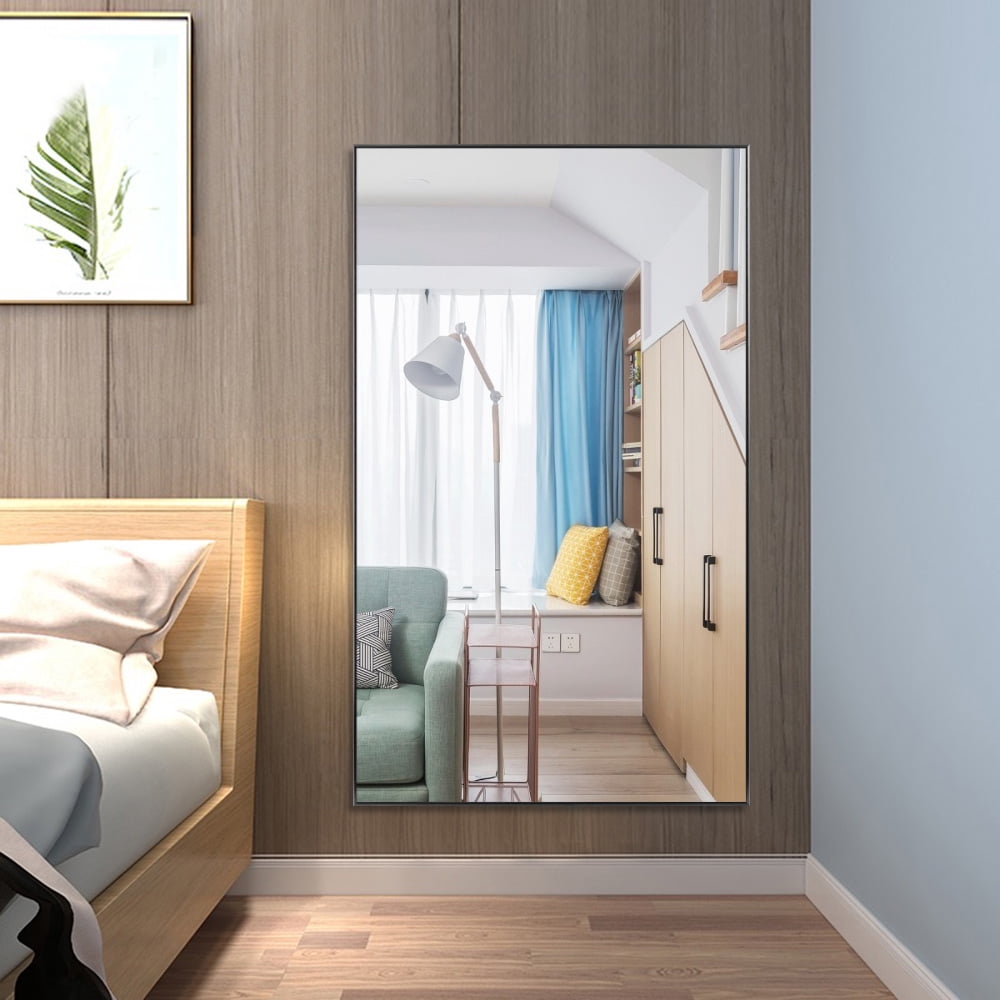 59"x35" Black Modern Full Length Mirror