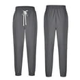 thumbnail image 3 of FAIWAD Womens Elastic Waist Drawstring Solid Color Pants Slim Straight Lightweight Trousers with Pockets (X-Large, Gray), 3 of 6