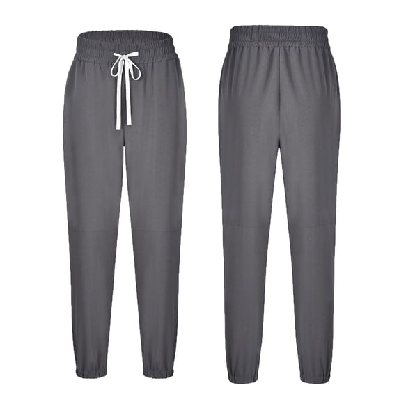 Lilgiuy Women's Casual Solid Color Drawcord With Pockets And Cropped Casual Trousers Cooling Tactical Hiking Pants