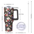 thumbnail image 2 of 40oz Pioneer Flower Floral Print Pattern Insulated Tumbler with Handle, BPA-Free Leak Proof Lid and Straws, Double Wall Vacuum, Hot 12h/Cold 34h, 2 of 6