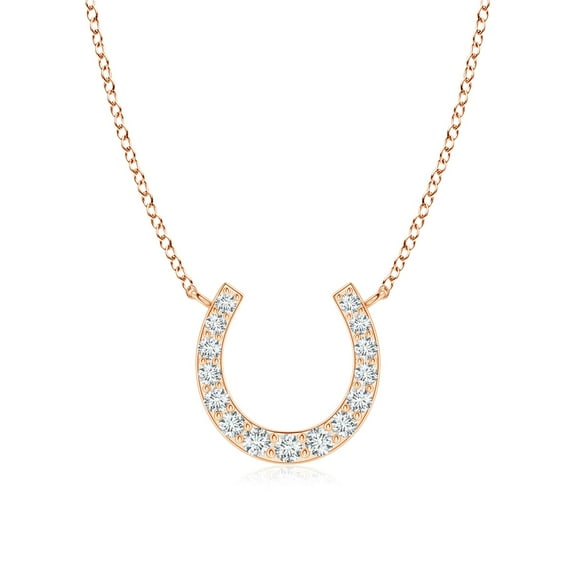 ANGARA Natural Classic Diamond Horseshoe Necklace in 14K Rose Gold for Women (Size-1.2mm| Color-G| Clarity-VS2) | April Birthstone, Anniversary, Jewelry Gift for Women | Natural Diamond Necklace