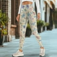 thumbnail image 4 of Renewold Dragonfly Flower Beige Yoga Pants with Pockets for Women Full Length Lounge Leggings High Waist Tummy Control Running Pants Activewear Stylish Womens Leggings, XS, 4 of 8