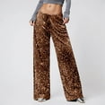 thumbnail image 2 of Women's Wide Leg Sequin Drawstring Pants Color Coffee Size M, 2 of 6