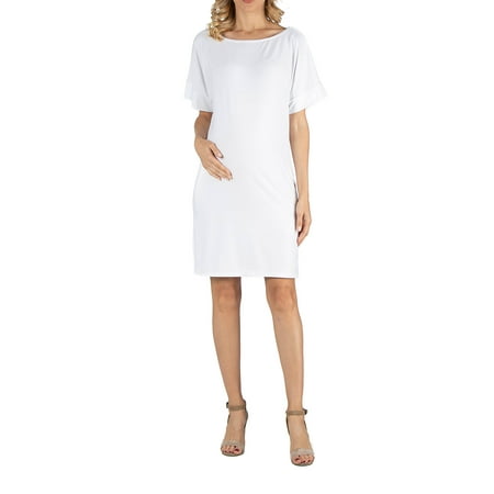 

24seven Comfort Apparel Loose Fit Dolman Sleeve Maternity Dress with Scoop Neckline M011608 Made in USA