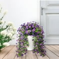 thumbnail image 5 of Artificial Hanging Flowers for Outdoors,2Pcs Fake Hanging Plant Spring Summer Decor,UV Resistant No Fade Faux Silk Eucalyptus Violet Flower for Front Door Porch Planter Home Patio Yard Garden, 5 of 10