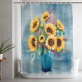 thumbnail image 5 of Yellow Sunflowers Shower Curtain Set, Waterproof Shower Curtains for Bathroom, Spring Botanical Floral Vases Painting Washable Fabric Cloth Bath Curtain for Bathtub Decoration with Hooks 48x72 Inches, 5 of 9