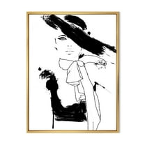 Designart 'Beautiful Black and White Model Haute Couture Fashion Woman II' Modern Framed Canvas Wall Art Print