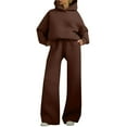 thumbnail image 2 of Two Piece Set for Women, Oversized Hoodie and Wide Leg Sweatpants Set, Solid Color Casual Matching Outfit, Women's Loungewear Set for Daily Wear, Lounge, and Casual Outfit Coffee, 2 of 4