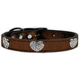 thumbnail image 2 of Crystal Heart Genuine Metallic Leather Dog Collar Bronze 18, 2 of 3