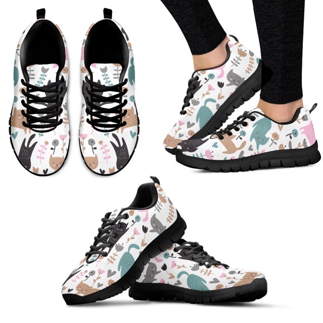 Zapatos ligeros con cordones y diseño de gato de enfermera de dibujos animados, zapatos deportivos transpirables de verano para exteriores, zapatos con patrón de gato