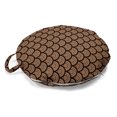 thumbnail image 1 of Squama Round Floor Cushion with Handle, Traditional Native Australian Motifs from Dotted Overlapping Circles, Pillow for Living Room & Dorms, 18" Round, Redwood and Charcoal Grey, by Ambesonne, 1 of 4